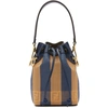 FENDI BLUE & ORANGE RAFFIA MINI MON TRÉSOR BAG