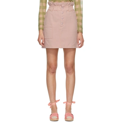 Fendi Paperbag Waist Cotton Stretch Drill Miniskirt In F052z Pink