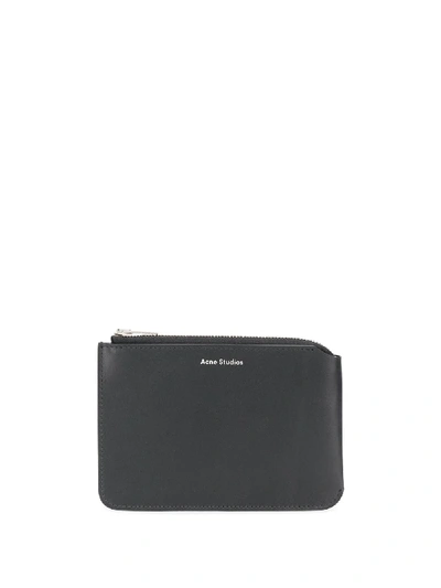 Acne Studios Logo-print Zip-up Wallet In Black