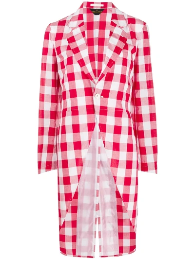 Comme Des Garçons Checked Print Tailcoat In Red