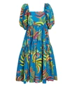FARM RIO Blue Banana Cotton Midi Dress,060056904134