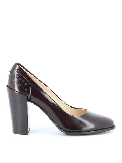 Tod's Gommino Detailed Leather Pumps In Dark Purple