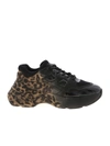 PINKO RUBINO ANIMALIER SNEAKERS IN BLACK