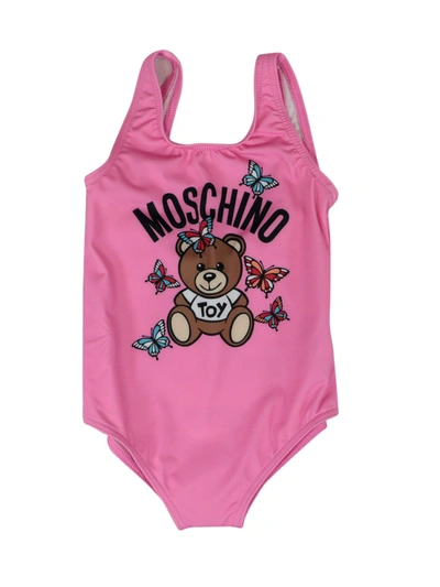 Moschino Butterflies Teddy Bear Swimsuit In Pink