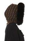 FENDI FF WOOL CASHMERE HOOD WITH FUR