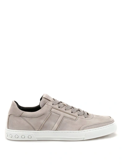 Tod's Nubuck Low-top Sneakers In Grey