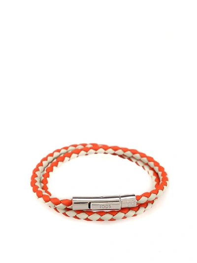 Tod's Orange/white Leather Bracelet