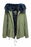 MR &AMP; MRS ITALY ARMY COTTON CANVAS MINI PARKA WITH DYED LAPIN FUR LINING,MP1003SC2C5000
