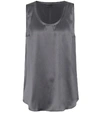 Brunello Cucinelli Stretch Silk Satin Top In Grey