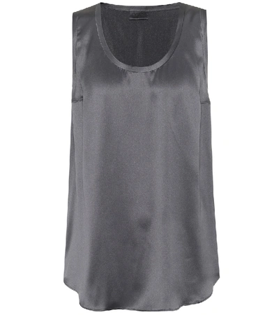 Brunello Cucinelli Stretch Silk-satin Tank Top In Grey