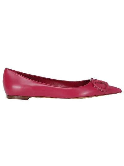 Valentino Garavani Vlogo Pointed-toe Ballerina Shoes In Pink