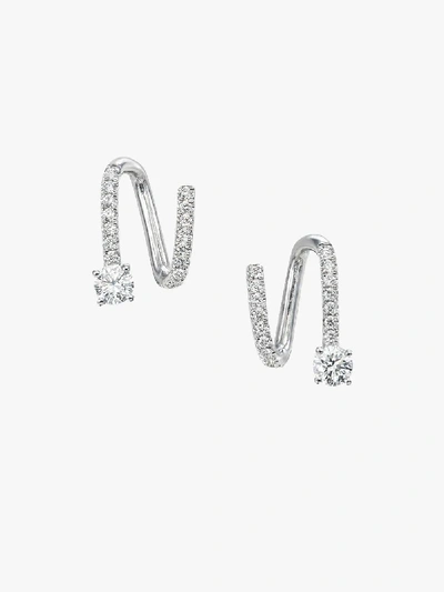 Anita Ko 18kt White Gold Diamond Spiral Earrings In Silver