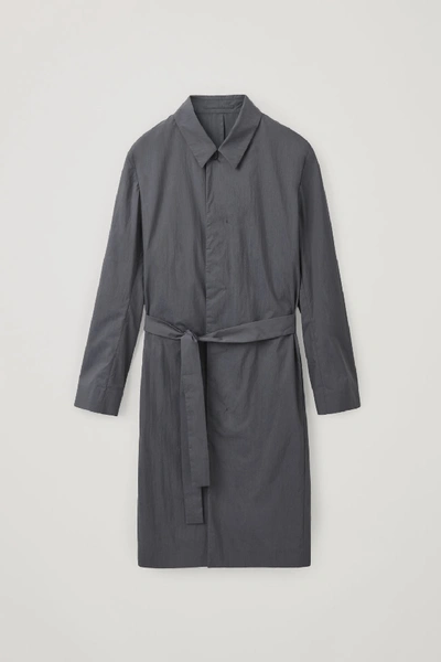 Cos Cotton Trench Coat In Grey