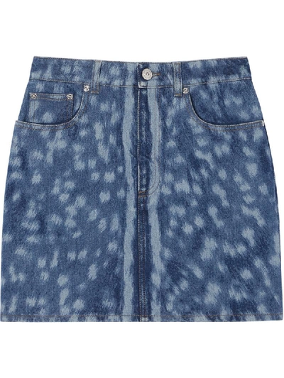 Burberry Deer Print Denim Mini Skirt In Blue