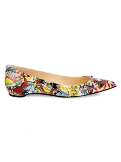 Christian Louboutin Anjalina Studded Patent Leather Ballet Flats In Multi Silver