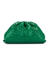 Bottega Veneta Green The Pouch Leather Clutch Bag In Racing Green & Gold