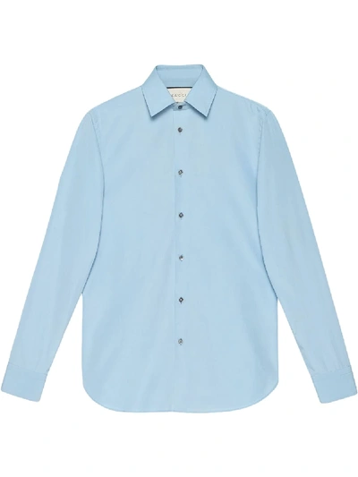 Gucci French-cuff Cotton-poplin Shirt In Light Blue