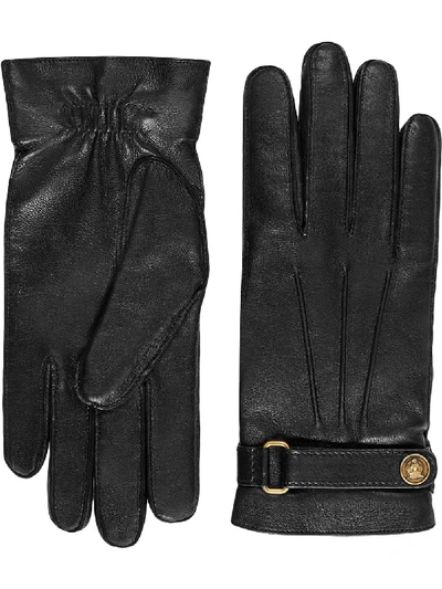 Gucci Logo Tab Gloves In Black