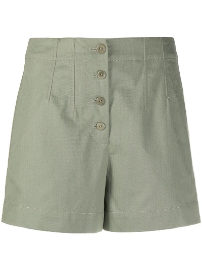 Apc High-waisted Shorts In Green