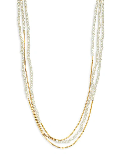 Gurhan Delicate Hue 24k Yellow Gold, 22k Yellow Gold & 2mm Freshwater Seed Pearl Three-strand Necklace