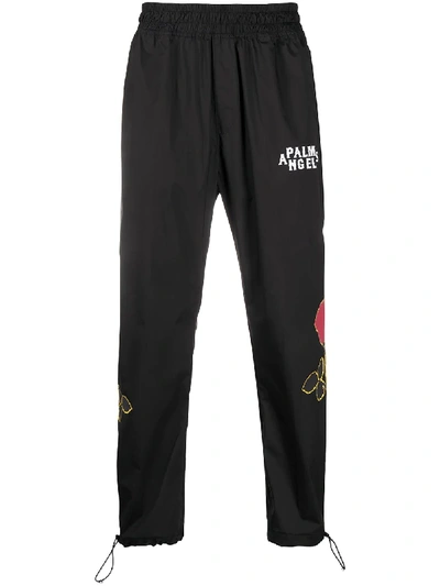 Palm Angels Rose Details Track Trousers In Black