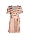 BCBGENERATION STRIPED KNIT WRAP DRESS,0400012685267