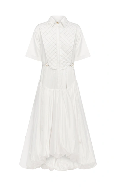 Aje Motorcyclette Quilted Cotton-poplin Dress In White