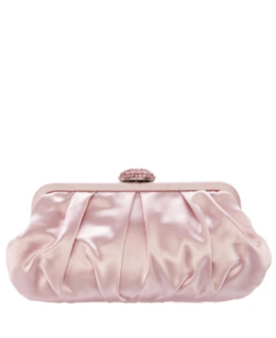 Nina Concord Pleated Frame Clutch With Pave Clasp In Pink Quartz
