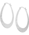 ESSENTIALS HAMMERED OBLONG HOOP EARRINGS IN SILVER-PLATE