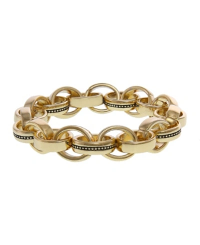 Laundry By Shelli Segal Multi-ring Link Stretch Bracelet In Gold-tone