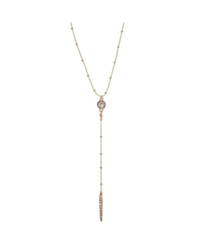 Laundry By Shelli Segal Crystal Circle Bar 25" Lariat Necklace In Gold-tone