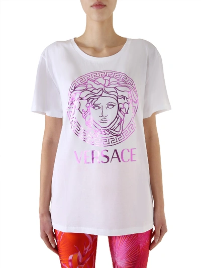 Versace T-shirt In White Cotton In Bianco