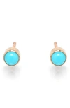 Zoë Chicco 14k Yellow Gold And Bezel Turquoise Stud Earrings In Turquoise