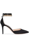 GIANVITO ROSSI 85MM CHAIN-TRIM SATIN PUMPS