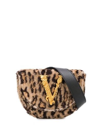 Versace Virtus Leopard-print Belt Bag In Neutrals