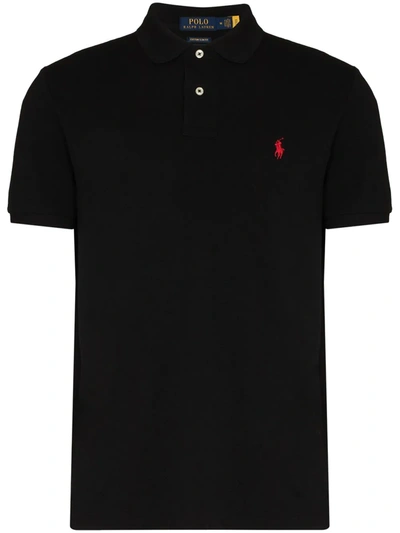 Polo Ralph Lauren Embroidered-logo Polo Shirt In Nero