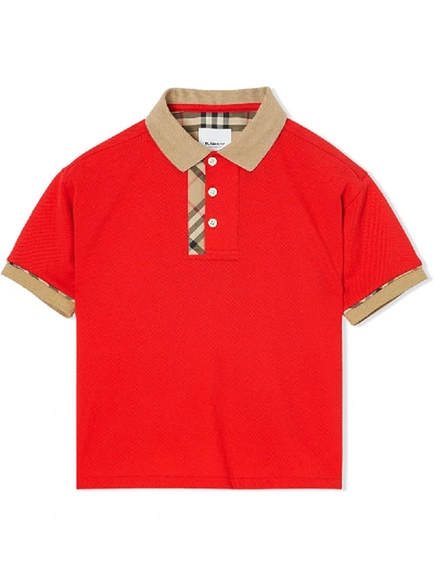 Burberry Babies' Poloshirt Mit Vintage-check In Red