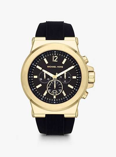Michael Kors Oversized Dylan Gold-tone And Silicone Watch In Black