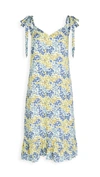 Lost + Wander Blossom & Bloom Floral Smocked Dress In Blue Yellow Floral