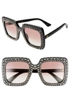 GUCCI 52MM CRYSTAL EMBELLISHED SQUARE SUNGLASSES,GG0148S005