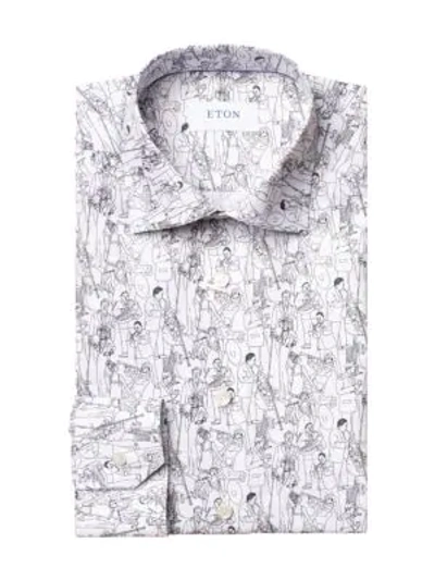 Eton Contemporary-fit Jazz Party Print Dress Shirt In White