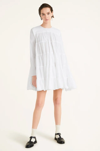 Merlette Soliman Tiered Cotton Mini Dress In White
