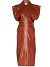 Bottega Veneta Cutout Patent-leather Midi Dress In Red