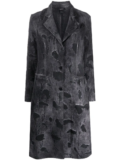 Avant Toi Distressed Single-breasted Coat In Grey