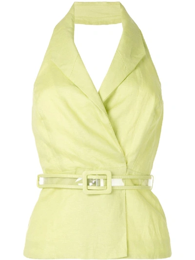 Nicholas Belted Halterneck Top In Green