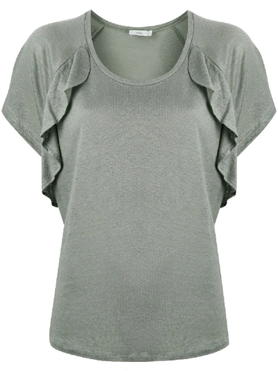 Closed Ruffle-trimmed T-shirt In Green