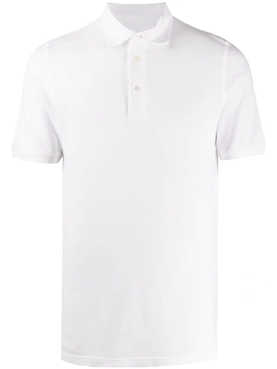 Fedeli Plain Short-sleeved Polo Shirt In White