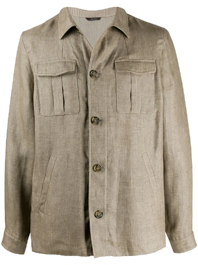 Loro Piana Linen-blend Shirt Jacket In Beige