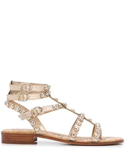 Sam Edelman Studded Strappy Sandals In Gold