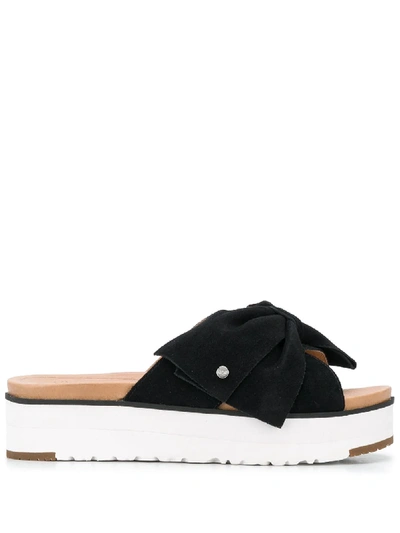 Ugg Joanie Bow Strap Sliders In Black